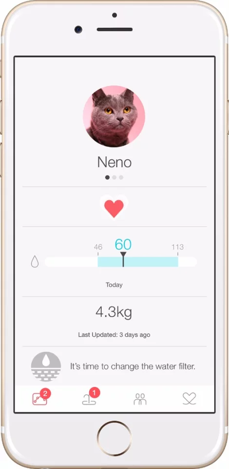 The Pura app gives access to general information about your cat's drinking habits ...