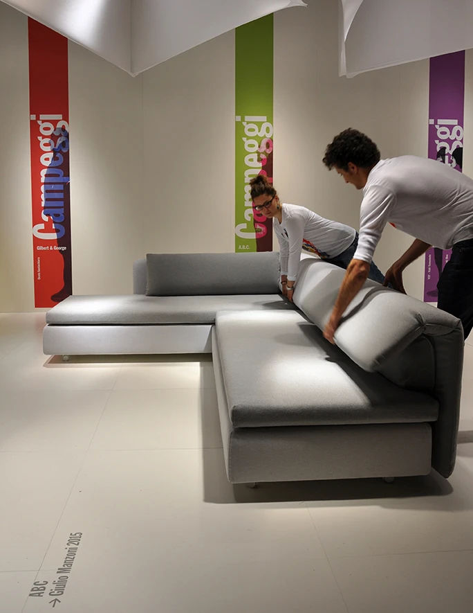 This modular sofa is a practical family lounge and with a few simple steps can be transformed into something else (Photo: Edoardo Campanale/Gizmag.com)