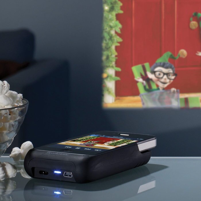 Pocket Projector for iPhone 4 projects 50-inch images
