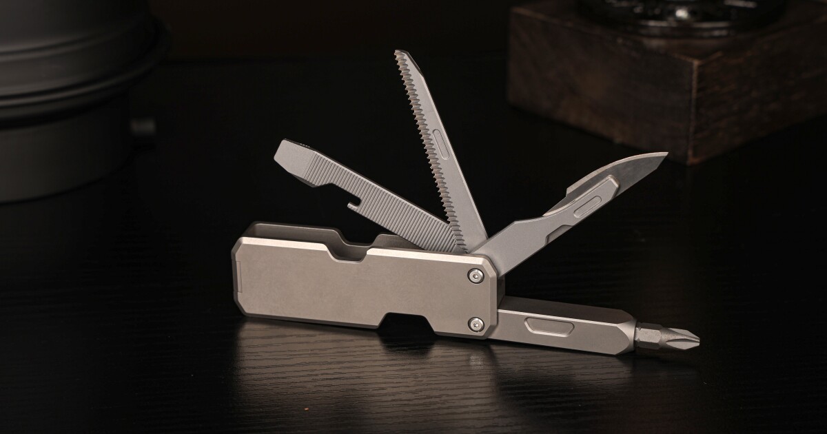 Compact multitool offers eight functions in titanium Compact multitool offers eight functions in titanium