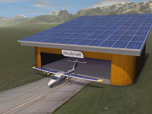 A solar hangar like this one could charge one set of batteries after swapping a fresh set into the E6