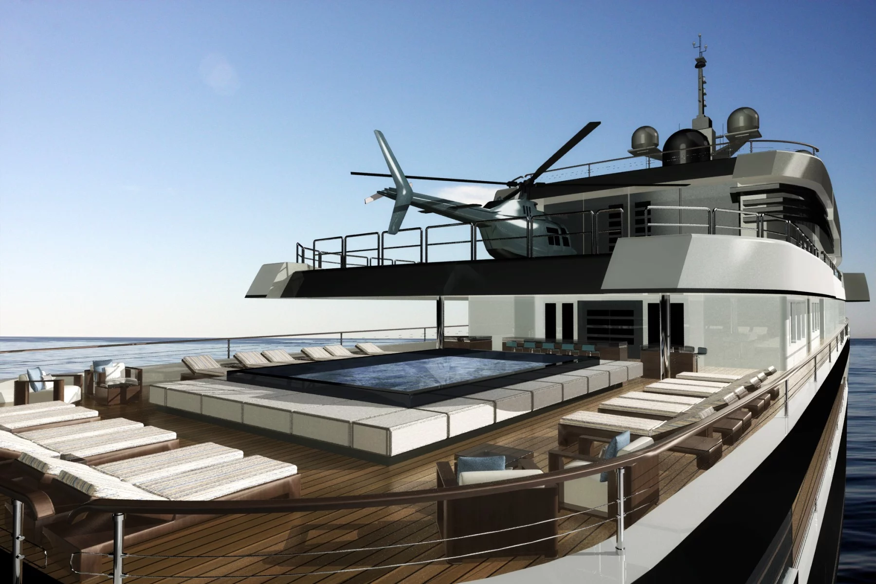The helicopter hangar would be housed in the NPe75's upper deck, adjacent to the helipad