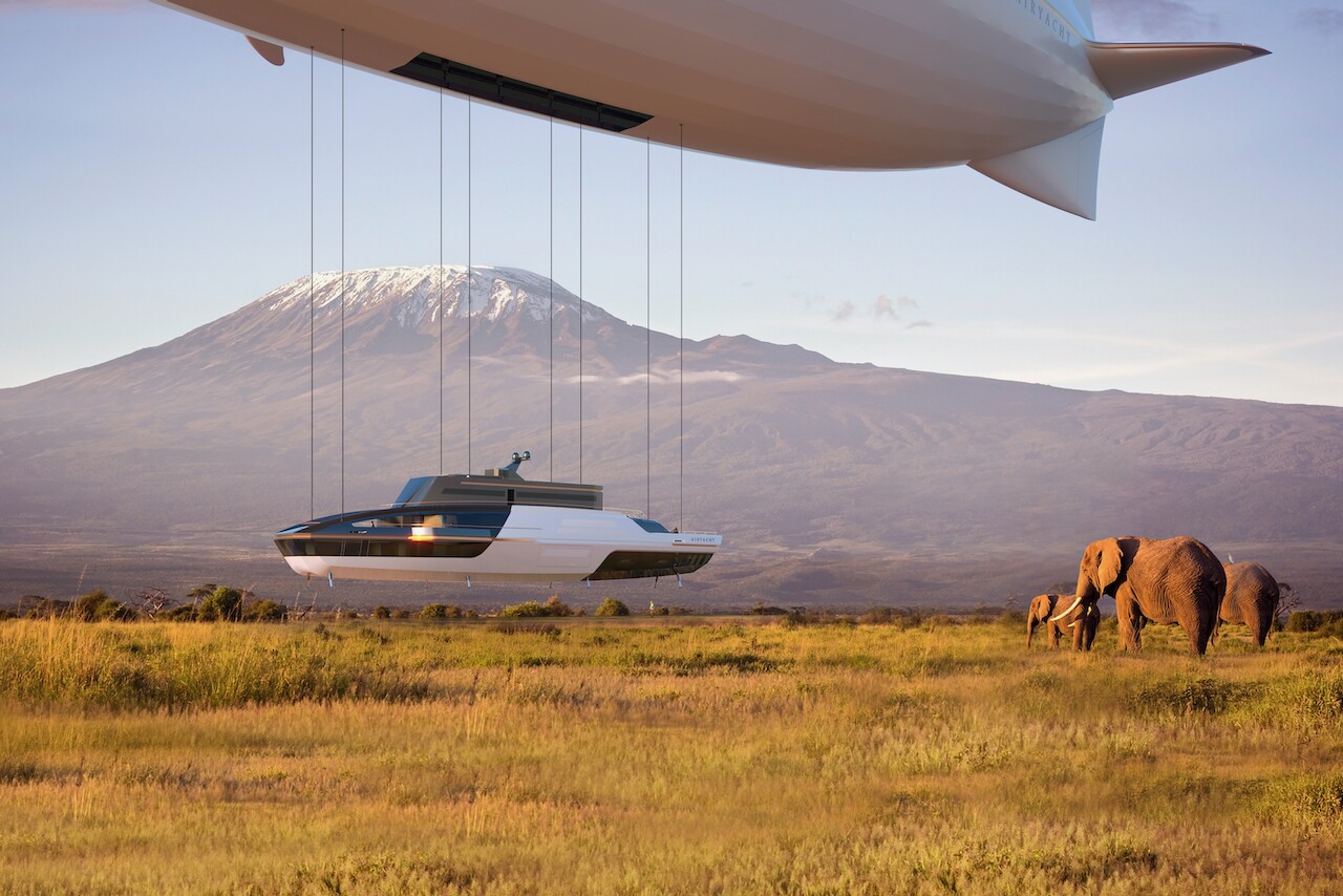 The AirYacht yacht gets lowered to the ground