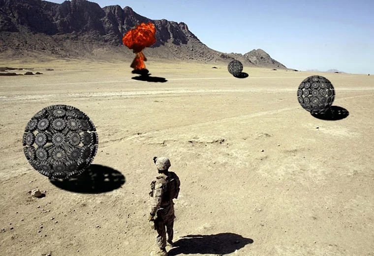 A dramatic visualization of the Mine Kafon in use