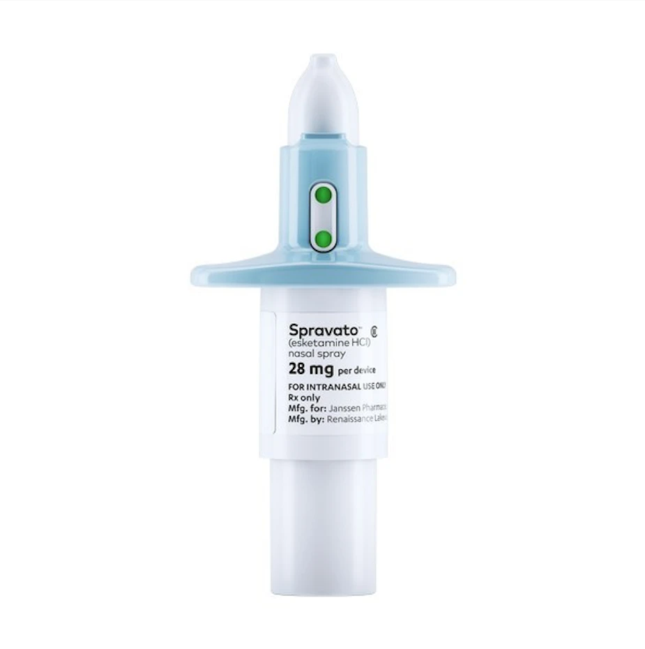 Spravato is the official name of the nasal spray containing esketamine