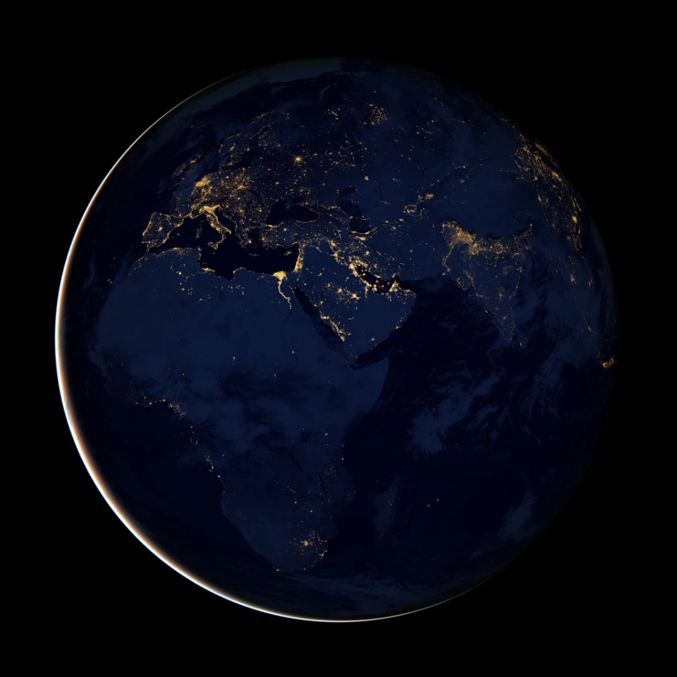 April 18 - October 23, 2012: This new image of Europe, Africa, and the Middle East at night is a composite assembled from data acquired by the Suomi NPP satellite (Image: Suomi NPP - VIIRS)
