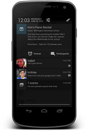 With Jellybean, notifications are expandable, reducing the need to open applications