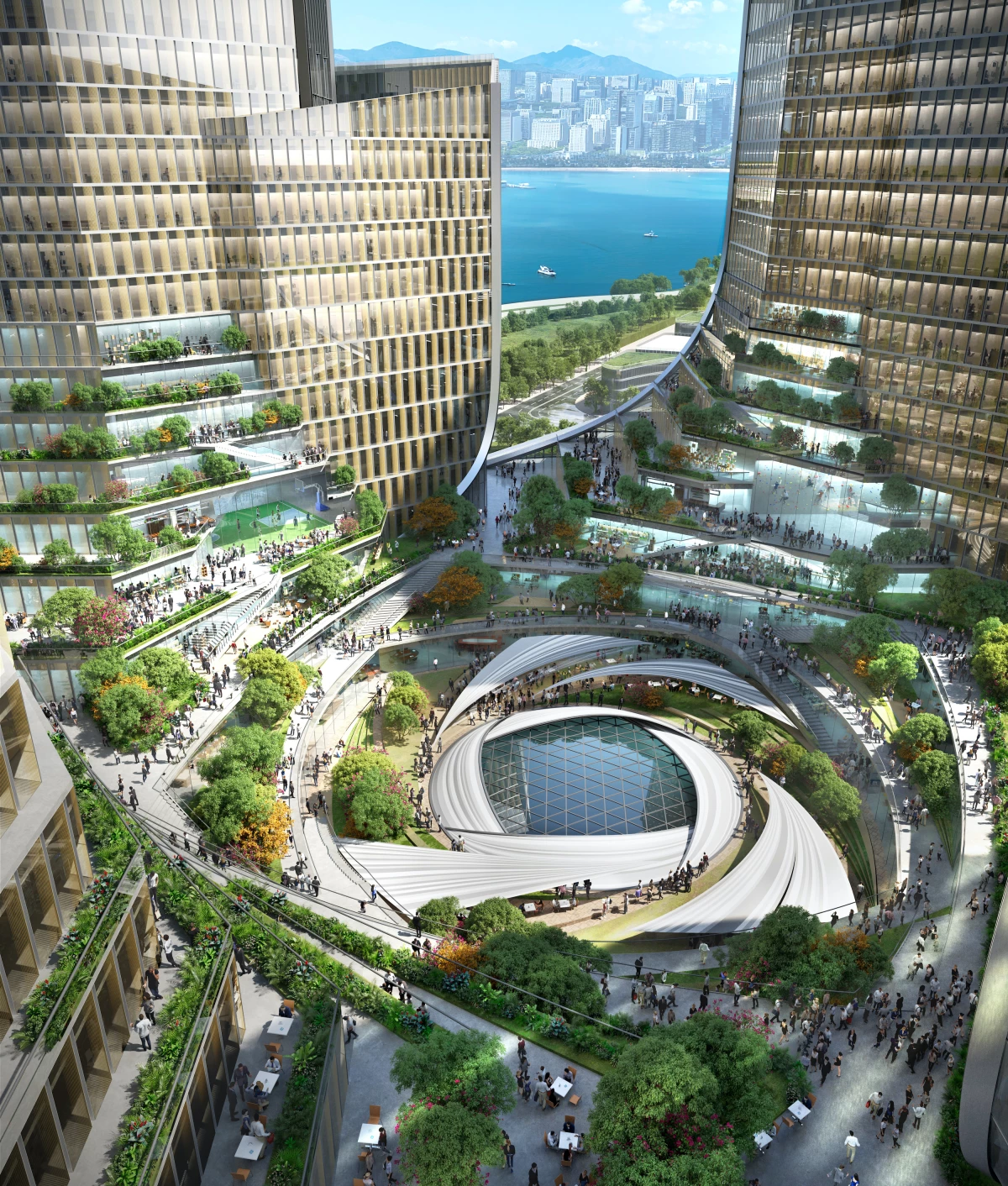 Twisting four-tower Tencent HQ forms a vortex in Shenzhen