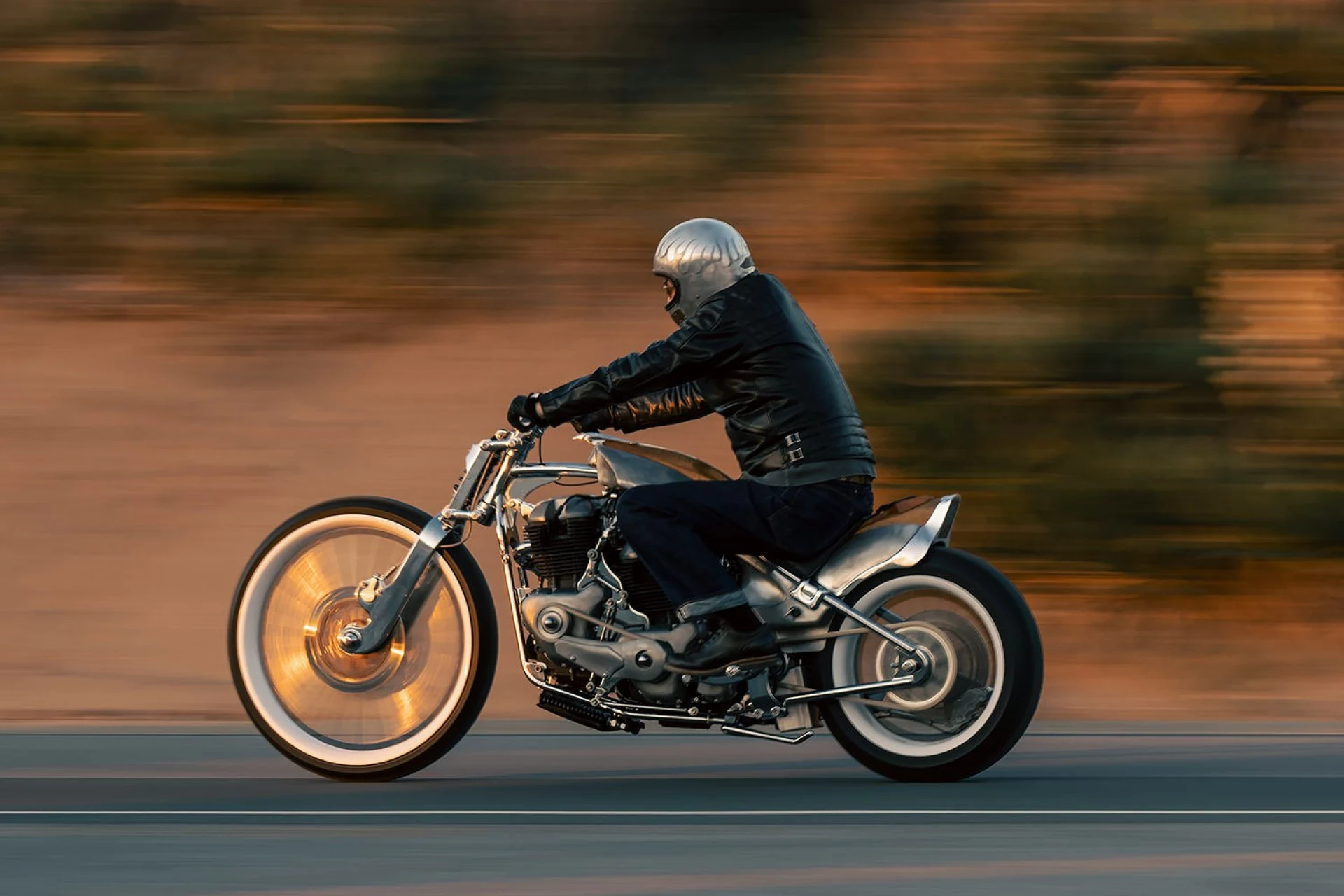 This custom Royal Enfield chopper is fitted with a four-cylinder drivetrain