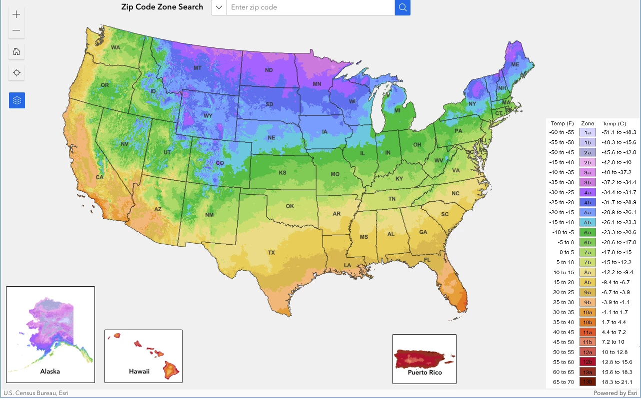 This colorful map contains decades' worth of climate and seasonal data to give your green thumb a hand