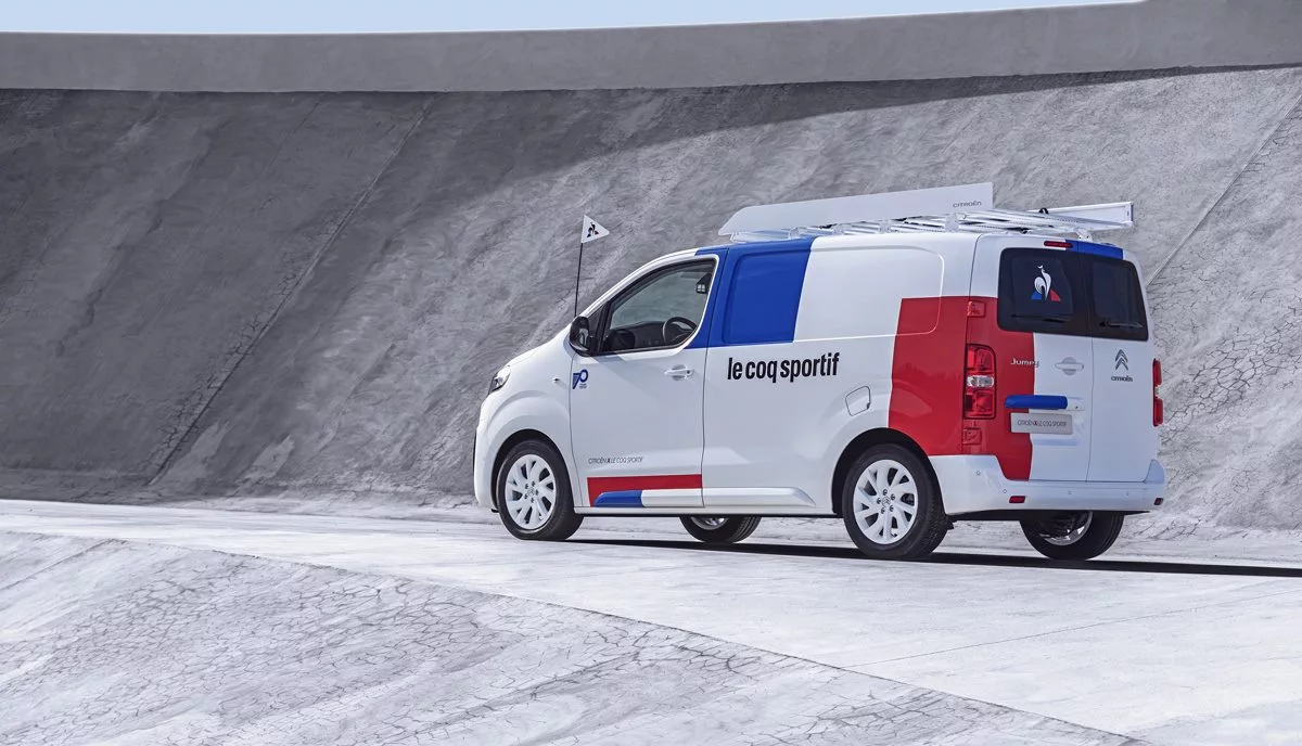 Citroën partnered with Le Coq Sportif on both builds; the Jumpy-based version is pictured here