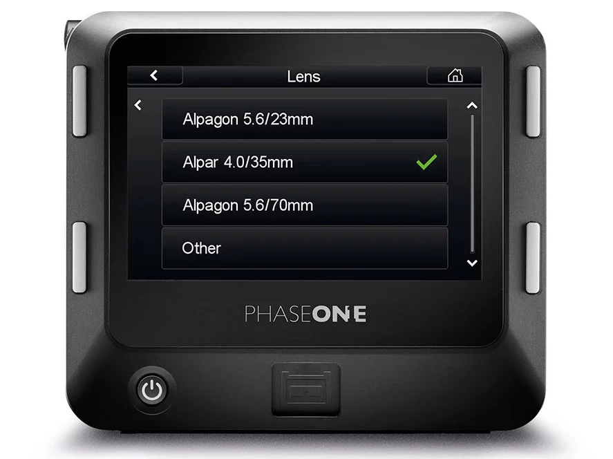 The Phase One A-series IQ3 100MP digital back comes with factory configured in-camera lens calibrations (FLC)