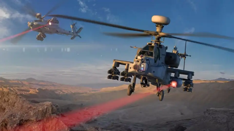 Artist's concept of a helicopter-mounted laser