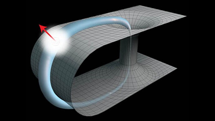 Researchers at the University of Queensland have simulated the behavior of a photon traveling back in time through a wormhole (Image: University of Queensland)