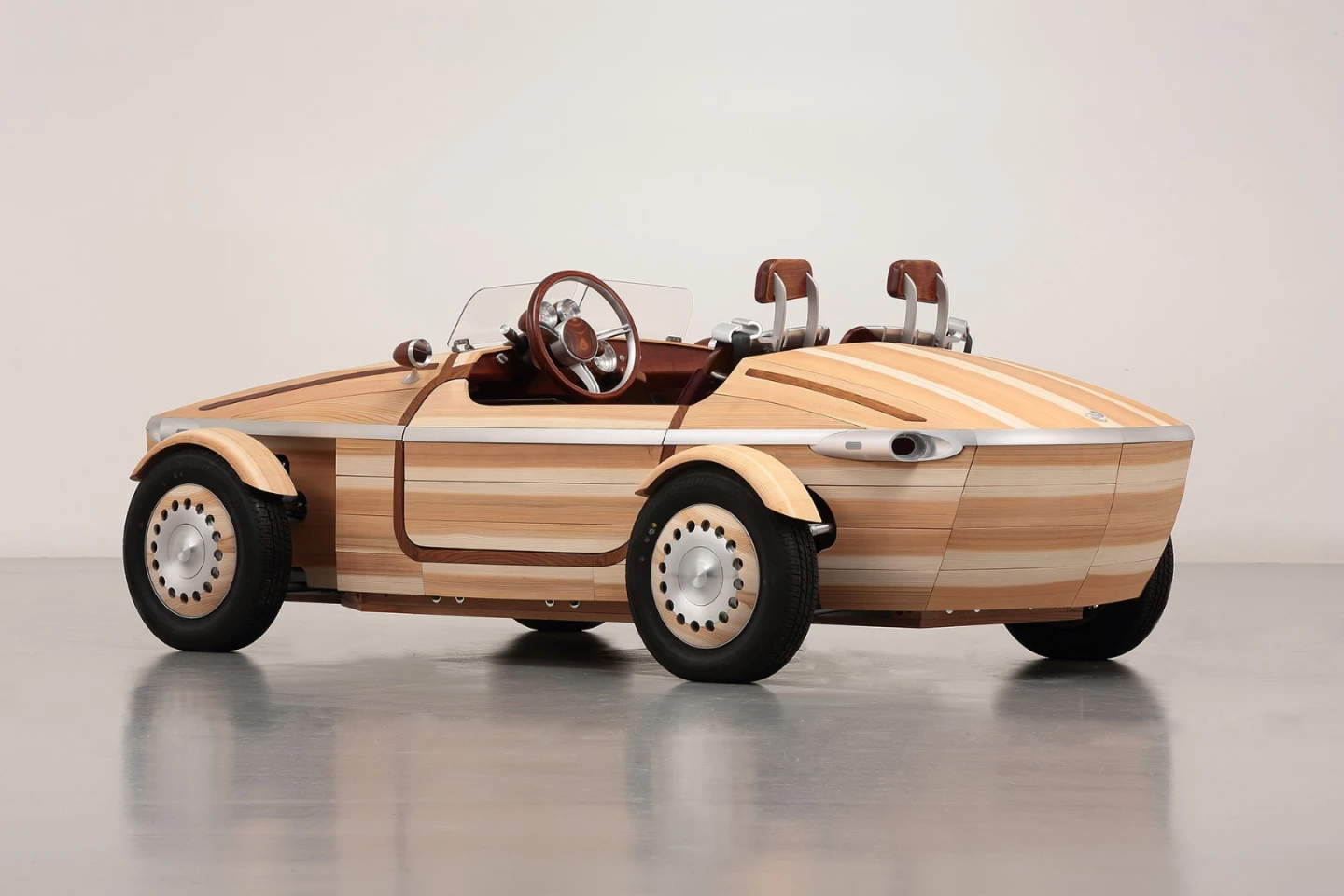 The team used specific woods for various parts of the working car, including nearly all of the structure