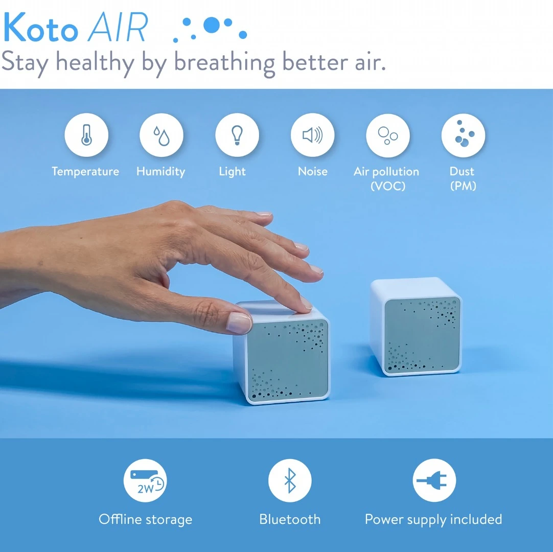 The Koto Air is able to monitor dust and air pollution levels, making it suited to use in a bedroom or family room