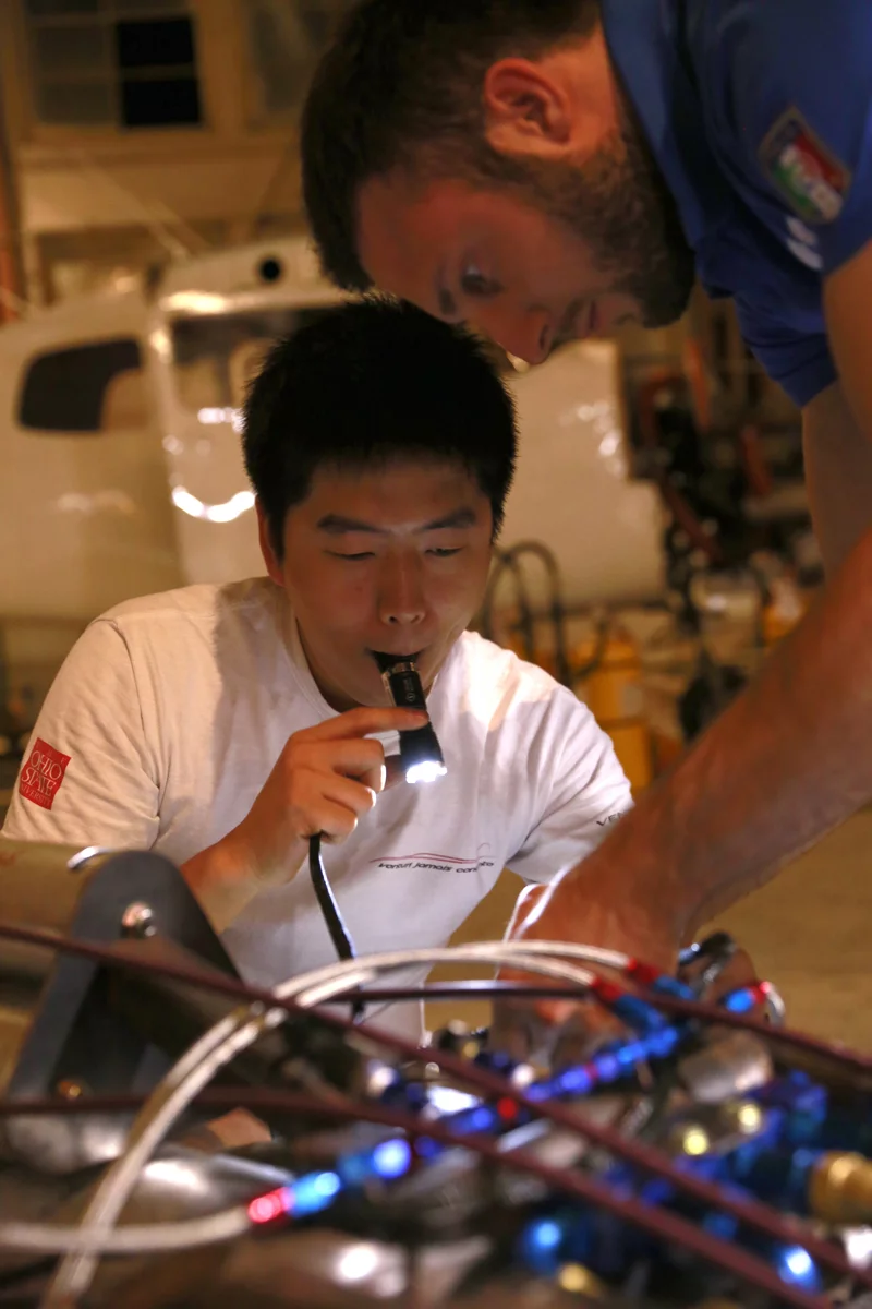 At work on the VBB-3 (Photo: Denis Boussard/Venturi Automobiles)