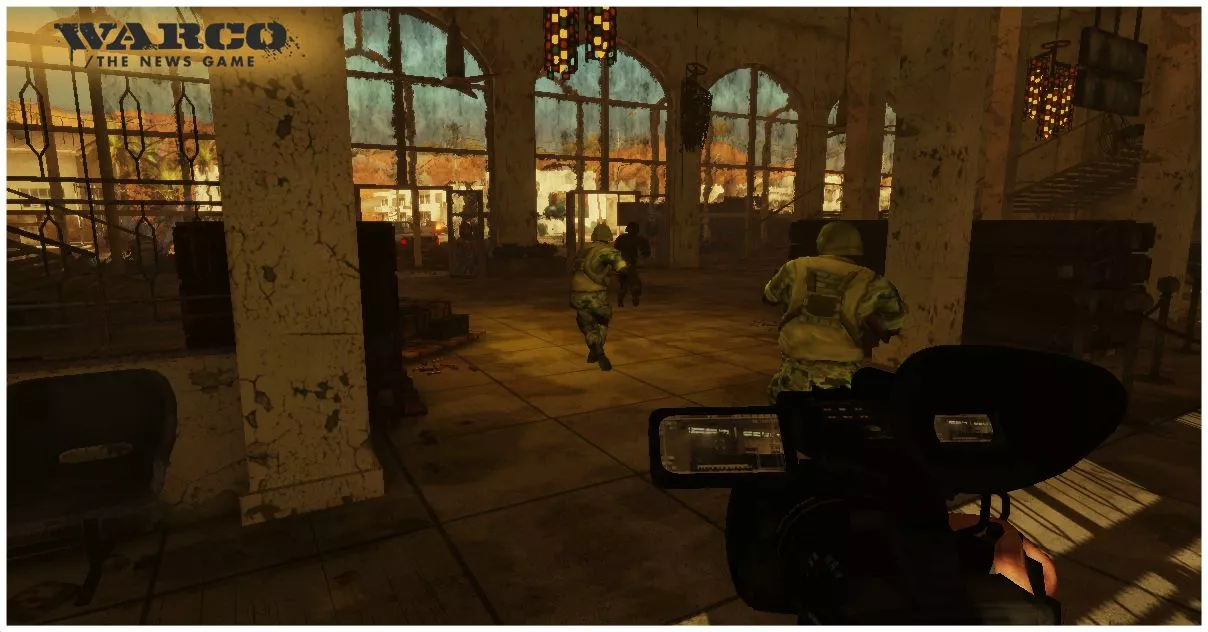 Warco - The News Game is a planned FPS-style game where the player takes on the role of a war correspondent tasked with collecting video from the battlefield