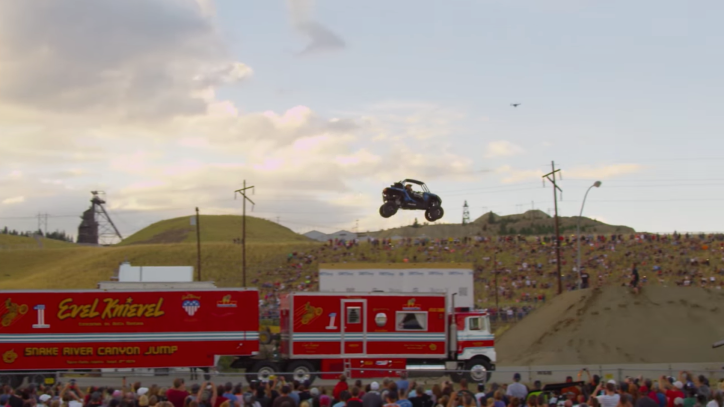 Godfrey in flight at an Evel Knievel tribute event