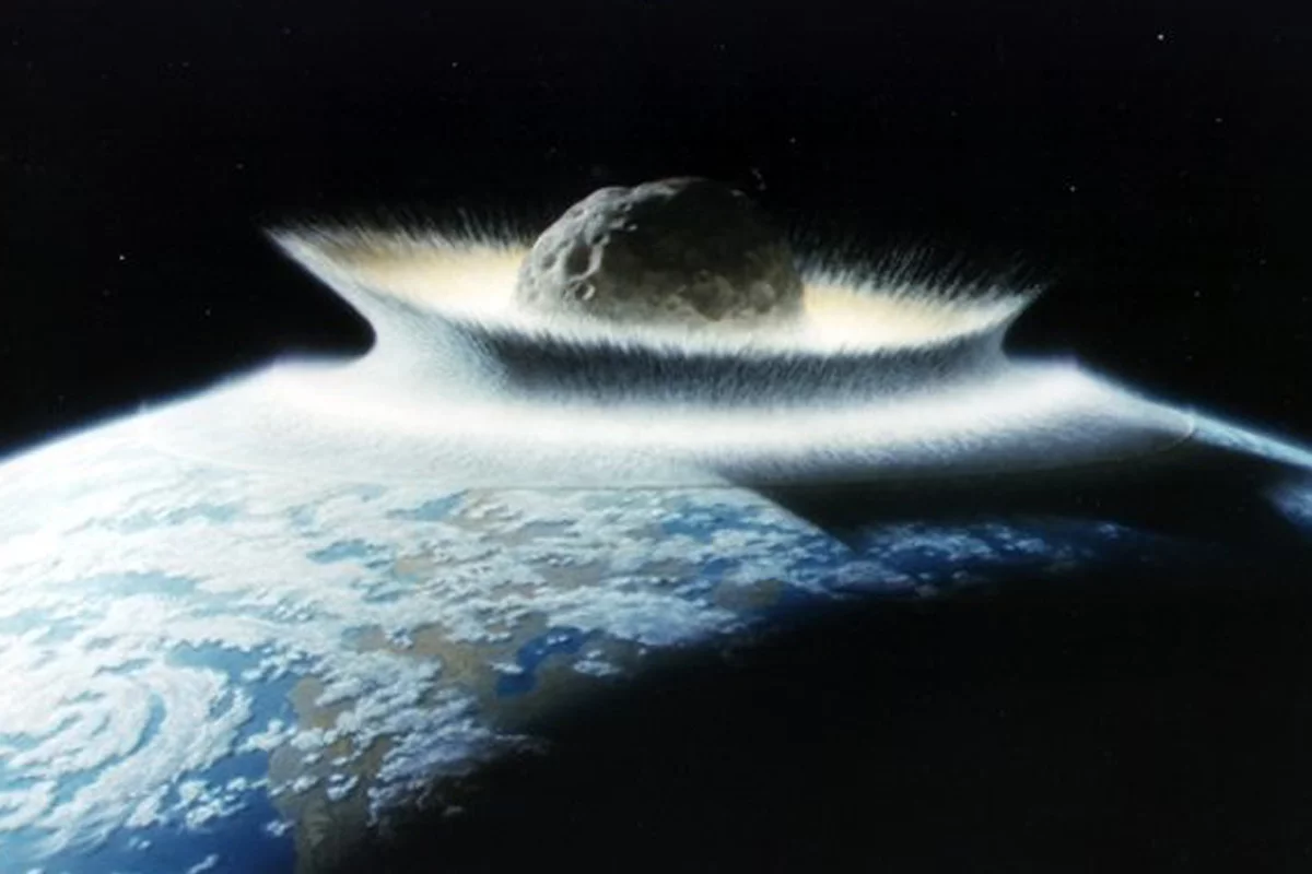 Artist's impression of a massive asteroid striking Earth (Image: NASA/Don Davis)