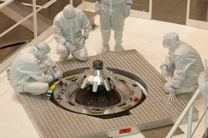 The ESA Common Berthing Mechanism is intended to replace other devices, such as this Russian docking port on an ATV-4 cargo vehicle (Photo: ESA/CNES/Arianespace/Optique Video du CSG)