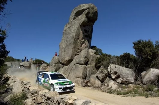 Finn Toni Gardermeister pilots his Ford Focus RS WRC 04 through the Sardinian rocks on Day two of 2005 Rally Italia-Sardinia.