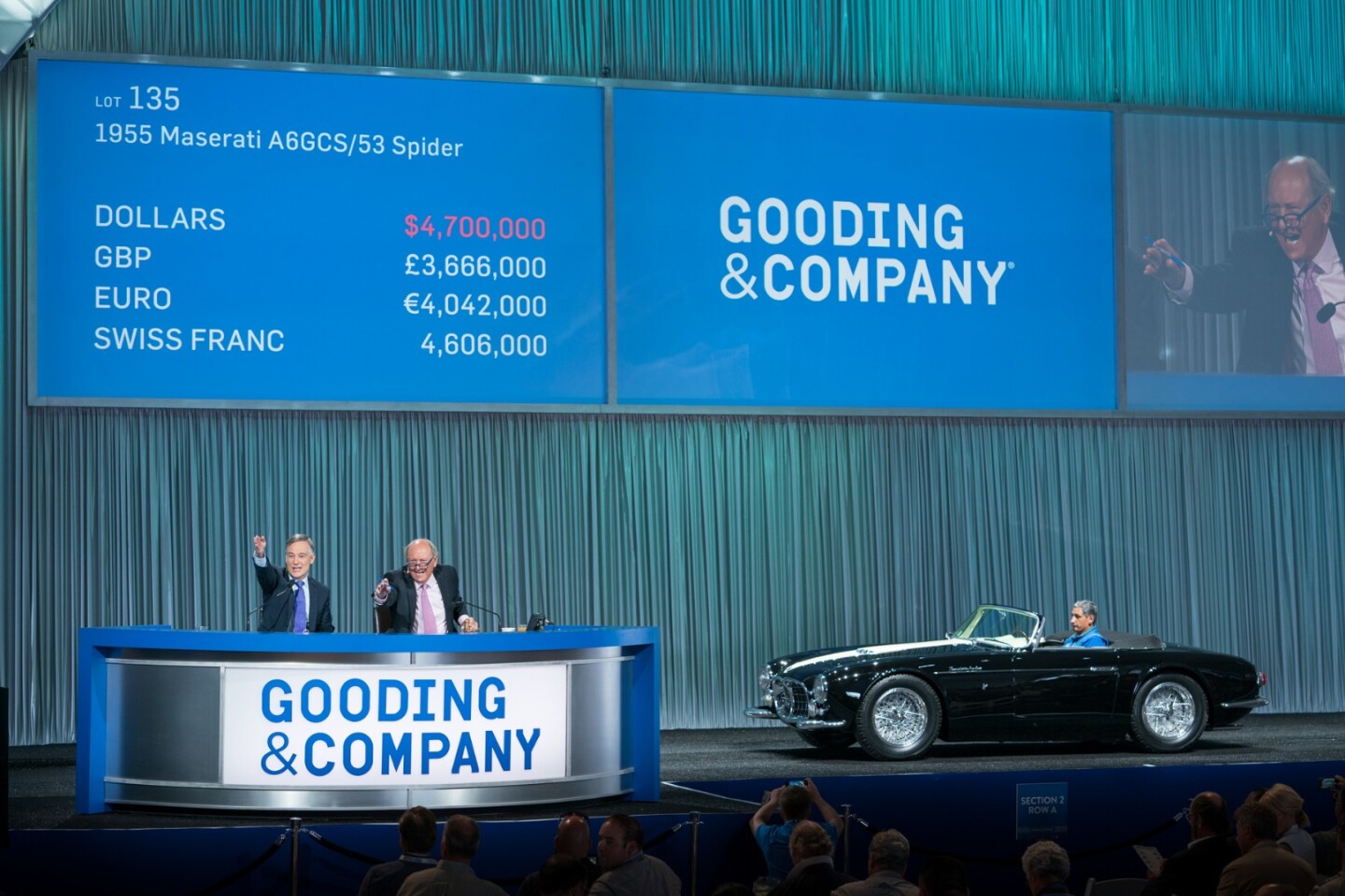 2018 Monterey Car Week Auction Report | 1955 Maserati A6GCS/53 Spider | Sold for: $5,170,000 | Estimate: from $5,500,000 to $6,500,000 | Auction: Gooding & Co | Lot 135 | Official Description