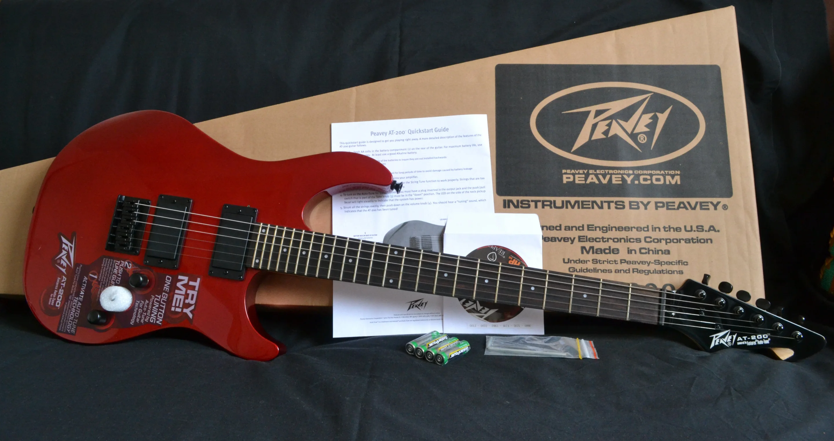 The Peavey AT-200 comes supplied with four AA-sized batteries, two hex keys, a quick start guide and some software