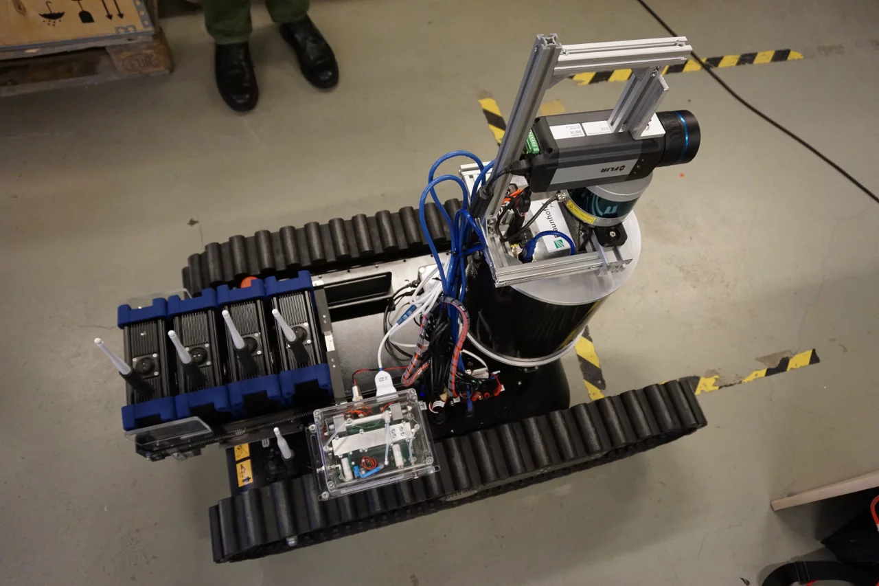 SmokeBot is able to see through dense smoke using a combination of a stereo thermal camera, a 3D radar camera, and a LiDAR (Light Detection and Ranging) unit