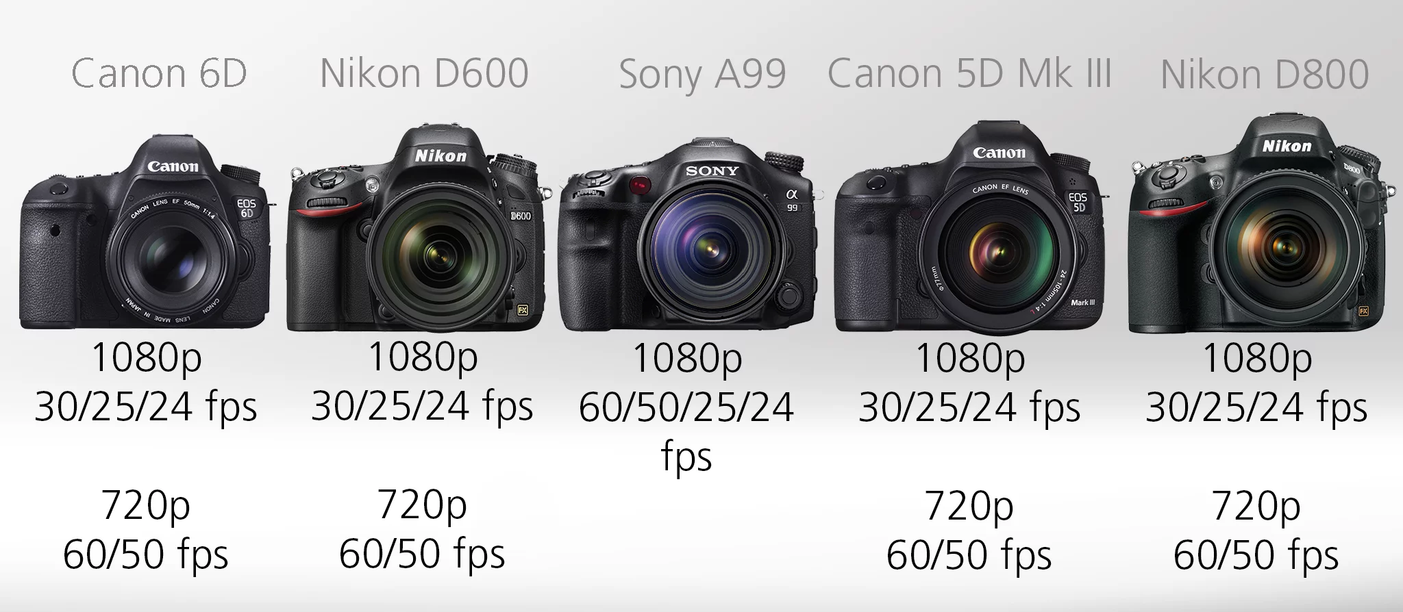 Full Frame DSLR Comparison Guide - Video modes