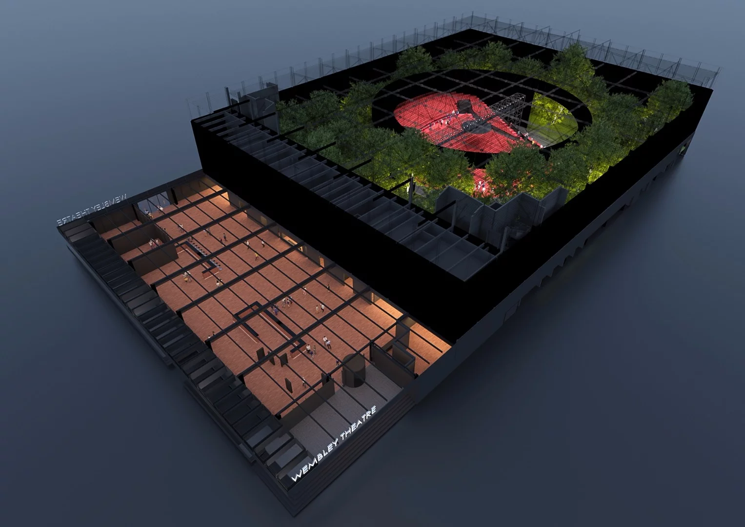 The audience at Wembley Theatre will be surrounded by the stage and seated on a 360-degree rotating turntable, allowing different parts of a set to be presented to audience members