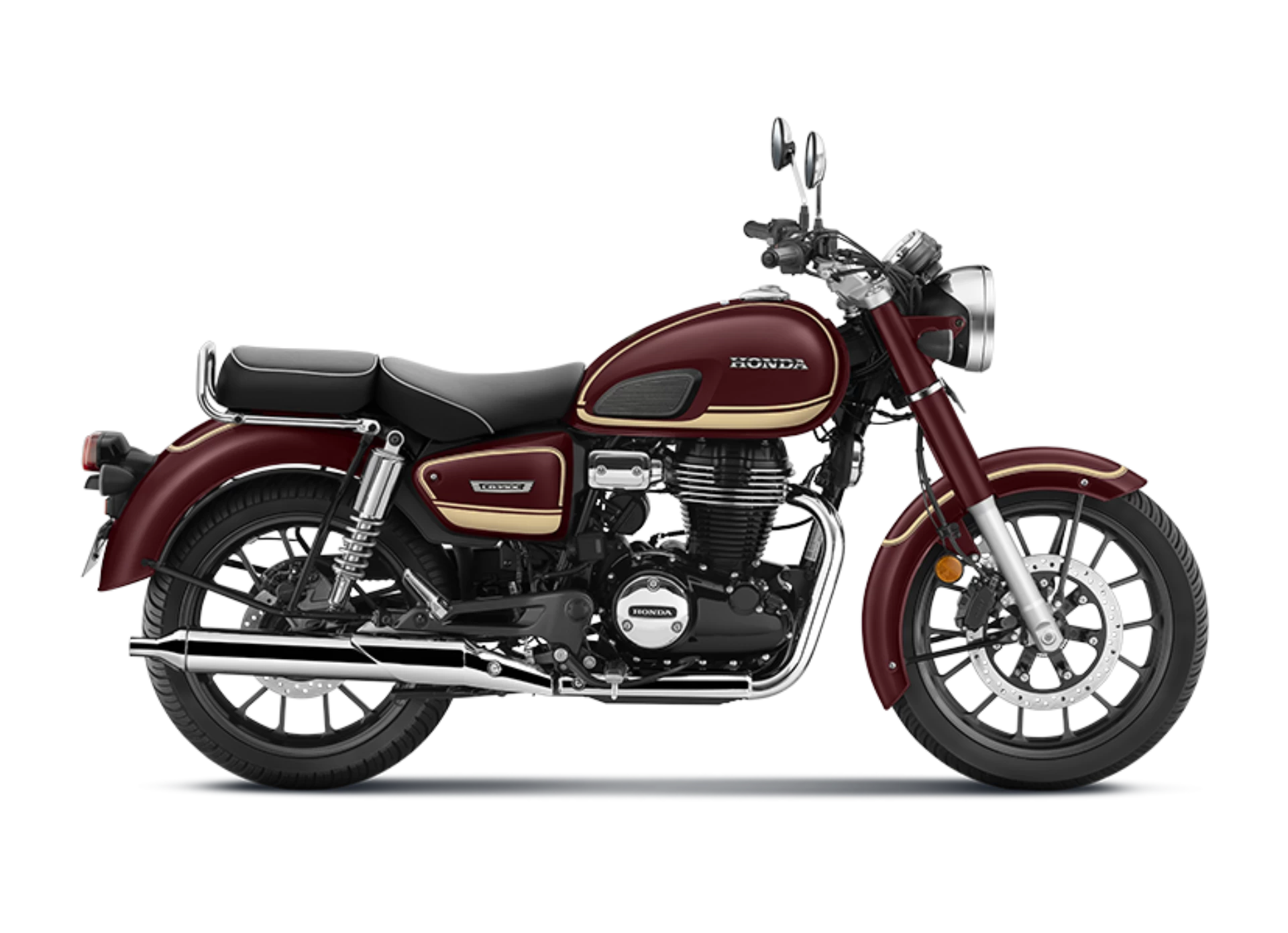 The CB350 Special Edition is based on the stock CB350, but differs with a unique visual motif with vintage designs on the fuel tank, side panels, and fenders