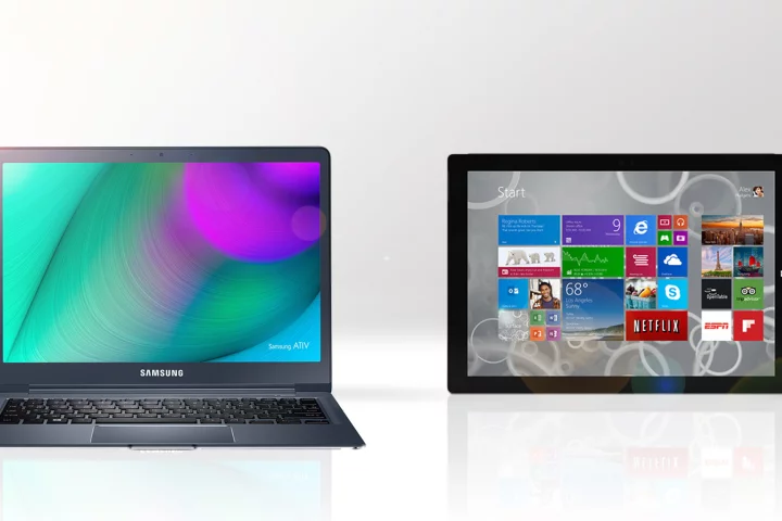 Gizmag compares the features and specs of the 2015 Samsung Ativ Book 9 (left) and Microsoft Surface Pro 3