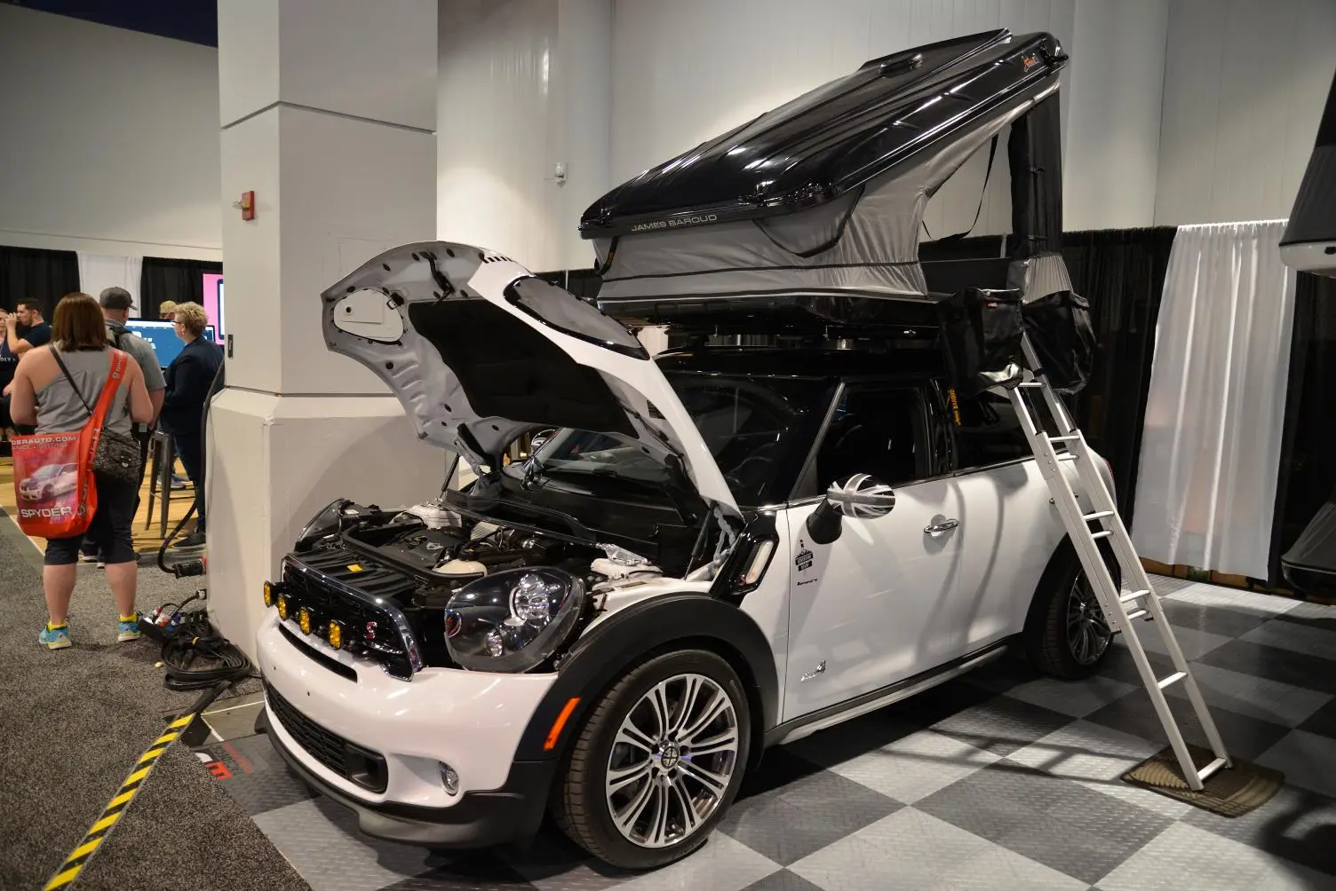 SEMA's usually good for a couple of motorhomes and expedition vehicles - this Mini with roof-top tent has to be the smallest of the show