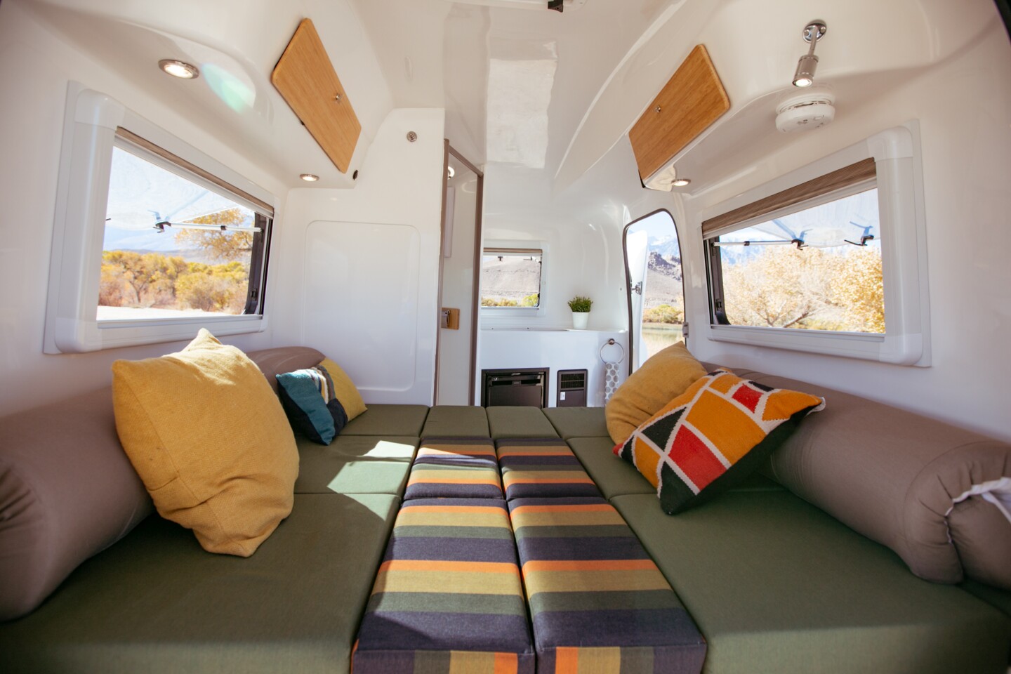 The rear of the HC1 Studio is where campers can still get creative, making a bed, sofas, dining areas and more