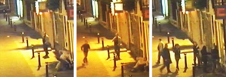 An example of one of the altercations studied, showing a physical assault disrupted by nearby bystanders