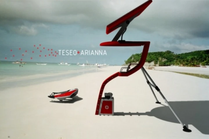 Jet-engine powered water vehicle (Teseo) and solar powered tower (Arianna)