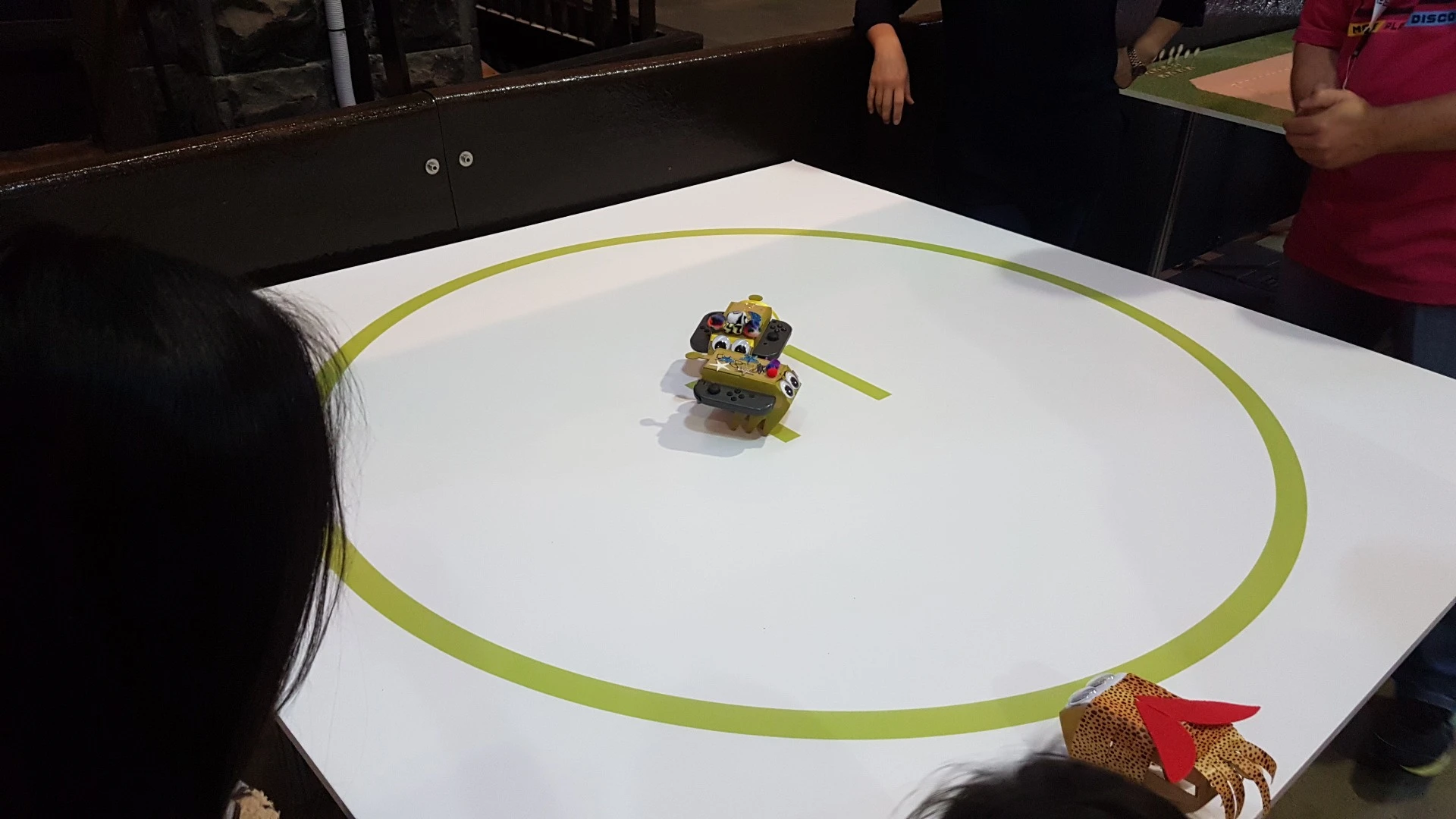 While there are no specific games to play with the Nintendo Labo RC Car, the event had a Sumo ring set up where players tried to ram each other's cars out of the ring