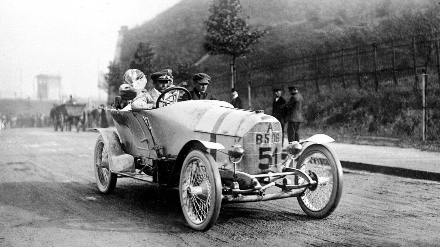 The Austro-Daimler Prinz Heinrich winning the Prinz Heinrich Fahrt of 1910 with a 34-year-old Ferdinand Porsche behind the wheel.