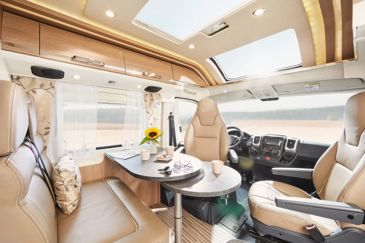 In the Charming GT, Malibu opens up the driver cab roof, connecting the driving and living spaces