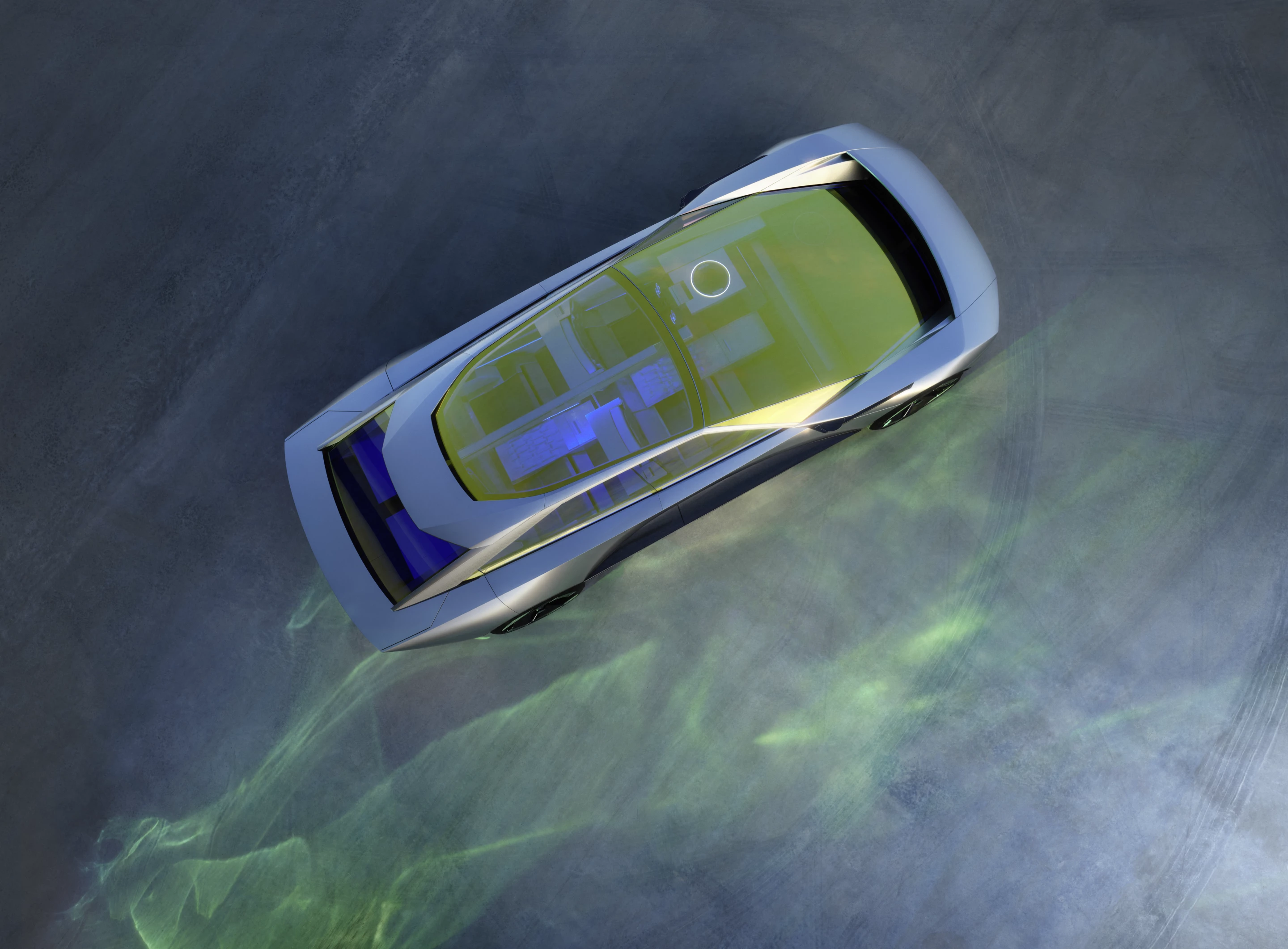 The inception is finished in a single coat composed of fine metal pigments meant to highlight the shape and reflect the tint of the surrounding environment