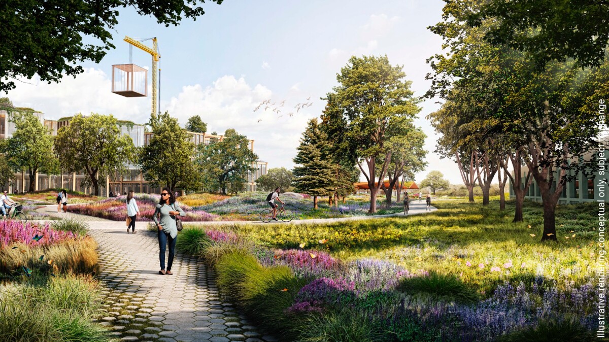 Google's North Bayshore Framework Plan includes cycle and pedestrian paths
