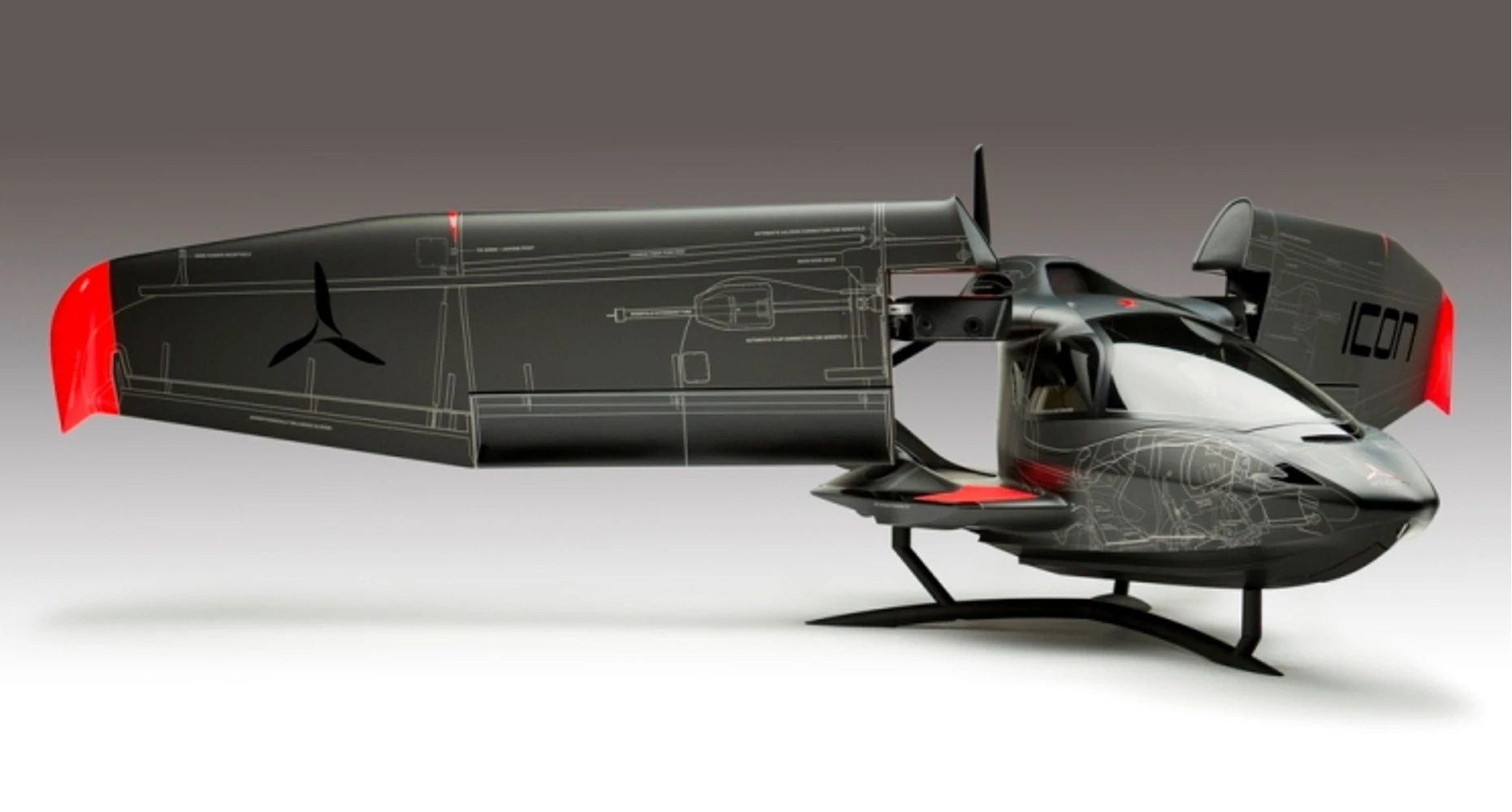 The ICON A5 with construction diagram pinted on