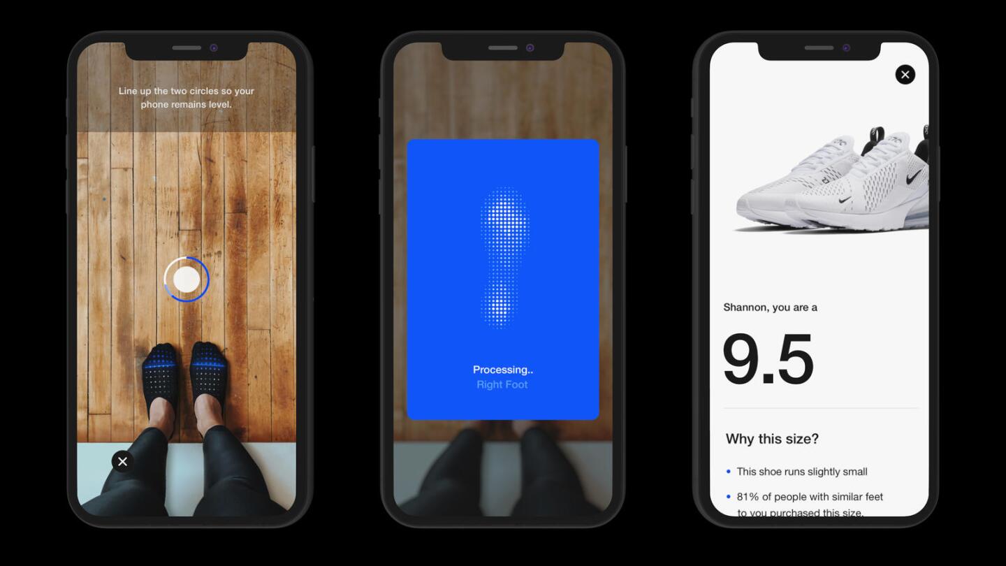 Nike Fit will remember each user's foot-scan data, so they don't have to perform a new scan every time they're buying new shoes