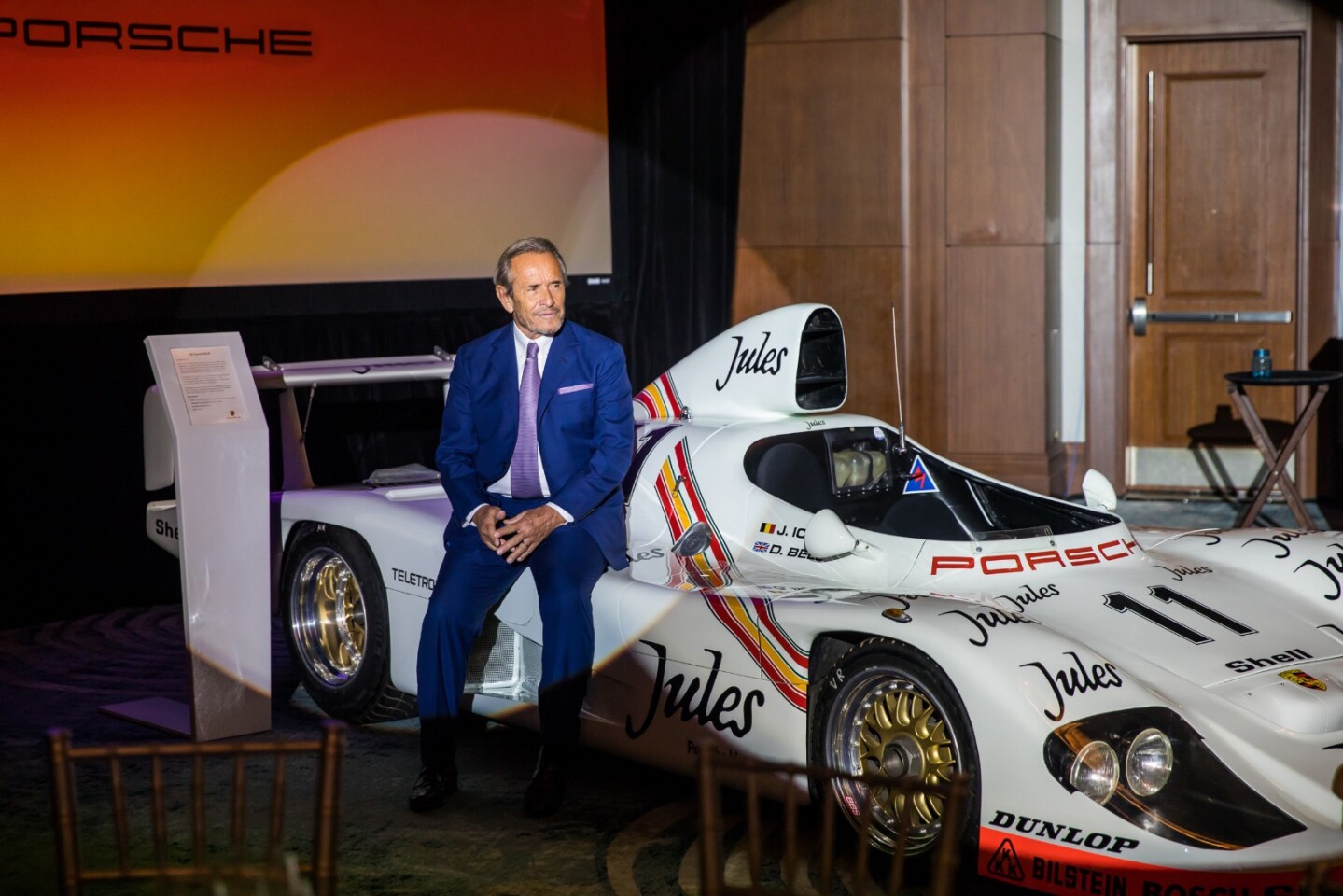 Amelia Island Concours d’Elegance 2019 honoree, Jacky Ickx. Ickx was the son of an automotive journalist and racer, and was introduced to motorsport at an early age attending the events his father covered or competed in. Sublime talent soon shone through when he began motorcycle racing and won three European titles before moving to car racing, clocking up a series of herculean performances in endurance and sports car races which quickly led to Formula One. His win record across a diversity of motorsport genres is extraordinary – he won the 24 Hours of Le Mans six times plus numerous other sports car and endurance races, the Can-Am Championship, the Paris-Dakar off-road classic, and he even won the Australian classic endurance event at the treacherous Mount Panorama at his first attempt. In Formula One, he was twice runner-up for the title, winning eight Grands Prix