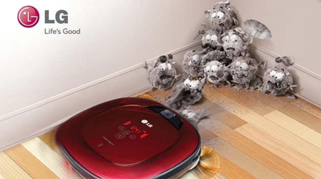 Instead of a disc-shaped design, LG's latest robotic vacuum cleaner has flat sides and corners