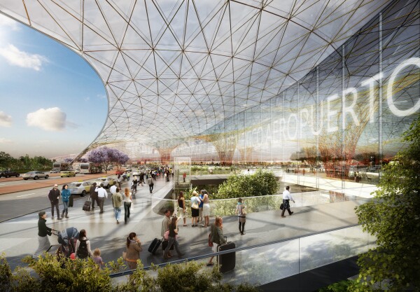 The airport is designed to be LEED Platinum certified and is serviced from below, meaning that pipes and ducts are all hidden from sight