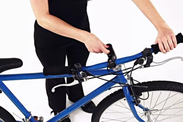 The flipphandle is a bicycle handlebar stem that lets riders turn their handlebars sideways, so the bike can be more easily stored
