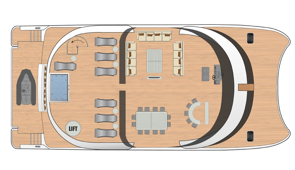 Flybridge floor plan of the Shipowner model