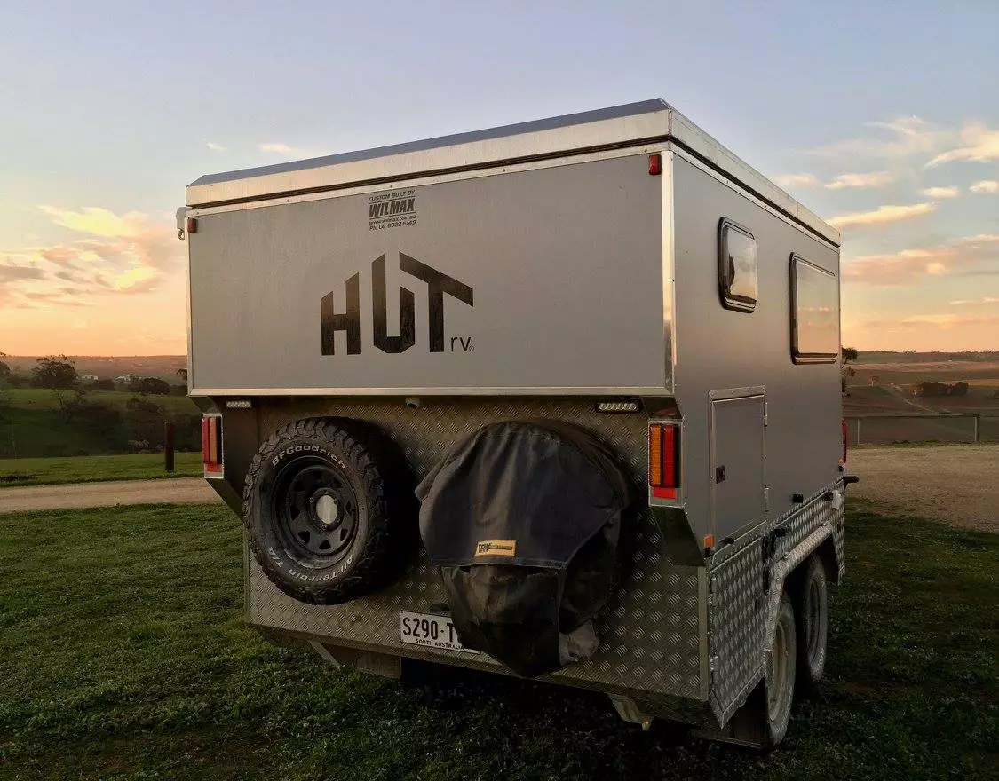 HUTrv uses the space under the raised bed as spare tire storage